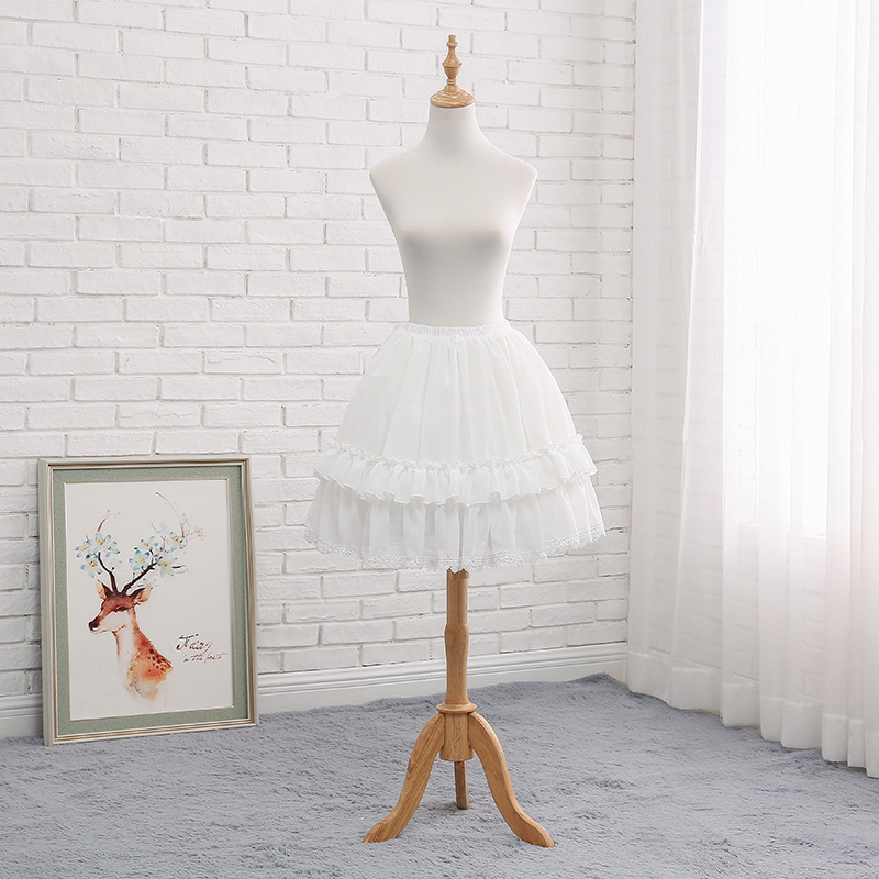  Лолита гонки кринолин 2way 45-65cm через год юбка A линия белый Kiyoshi оригинальный короткий мини длина medium длина Dance костюмированная игра платье 