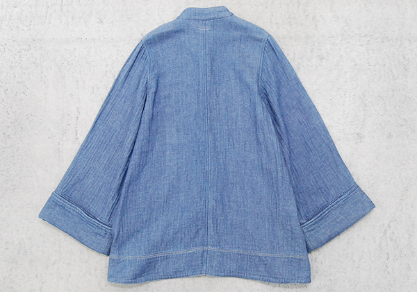 名作 完売 美品 キャピタル KAPITAL「MAKANAI」抜群の風合いのふわとろ二重織ソフトデニム カンフージャケット/チャイナカバーオール 1