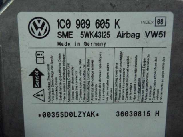 * 9NBBY 9N Volkswagen Polo airbag computer 1C0909605K 290344JJ