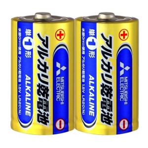 送料無料 単１アルカリ電池 単一乾電池 三菱 LR20N/2S/8688/２個組ｘ５パック