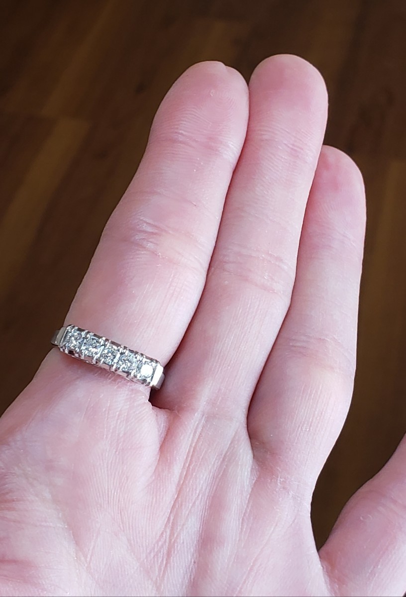 Pt850 プラチナ850天然ダイヤモンド 0.4ct 一文字リング 13号