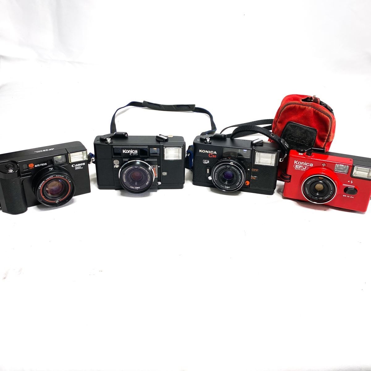 ジャンク 4台まとめ】Canon AF35 ML + Konica EFJ レッド + C35 EF +