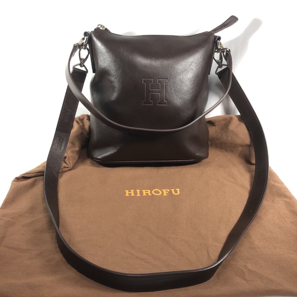 最大82%オフ! HIROFU ショルダーバッグ ブラウン Hロゴ 本革 高級