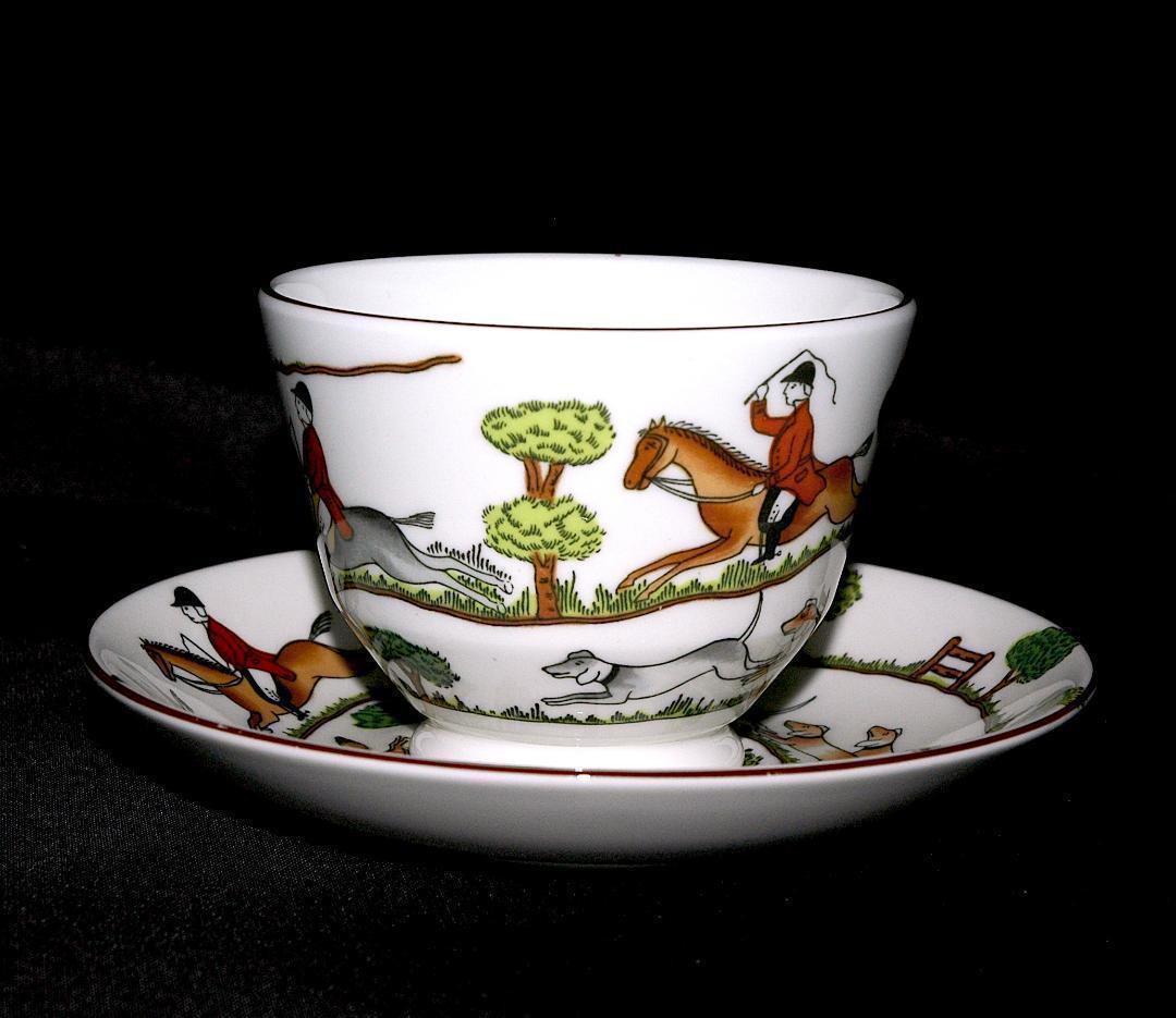 ハンティングシーン カップ&ソーサー by クラウンスタッフォードシャー ★Wedgwood★