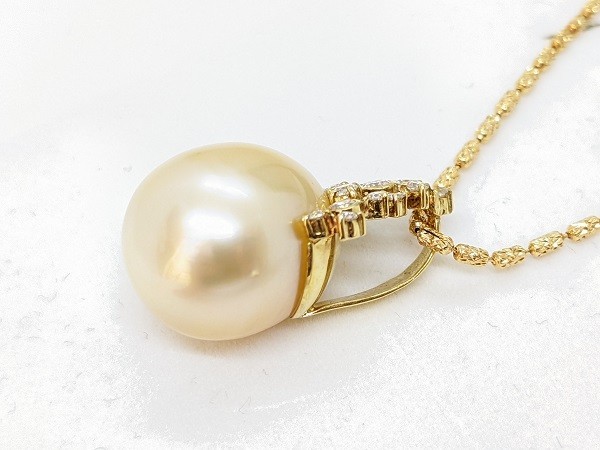 ☆高級☆ K18YG ゴールデンパール 珠 直径約14~16mm 天然