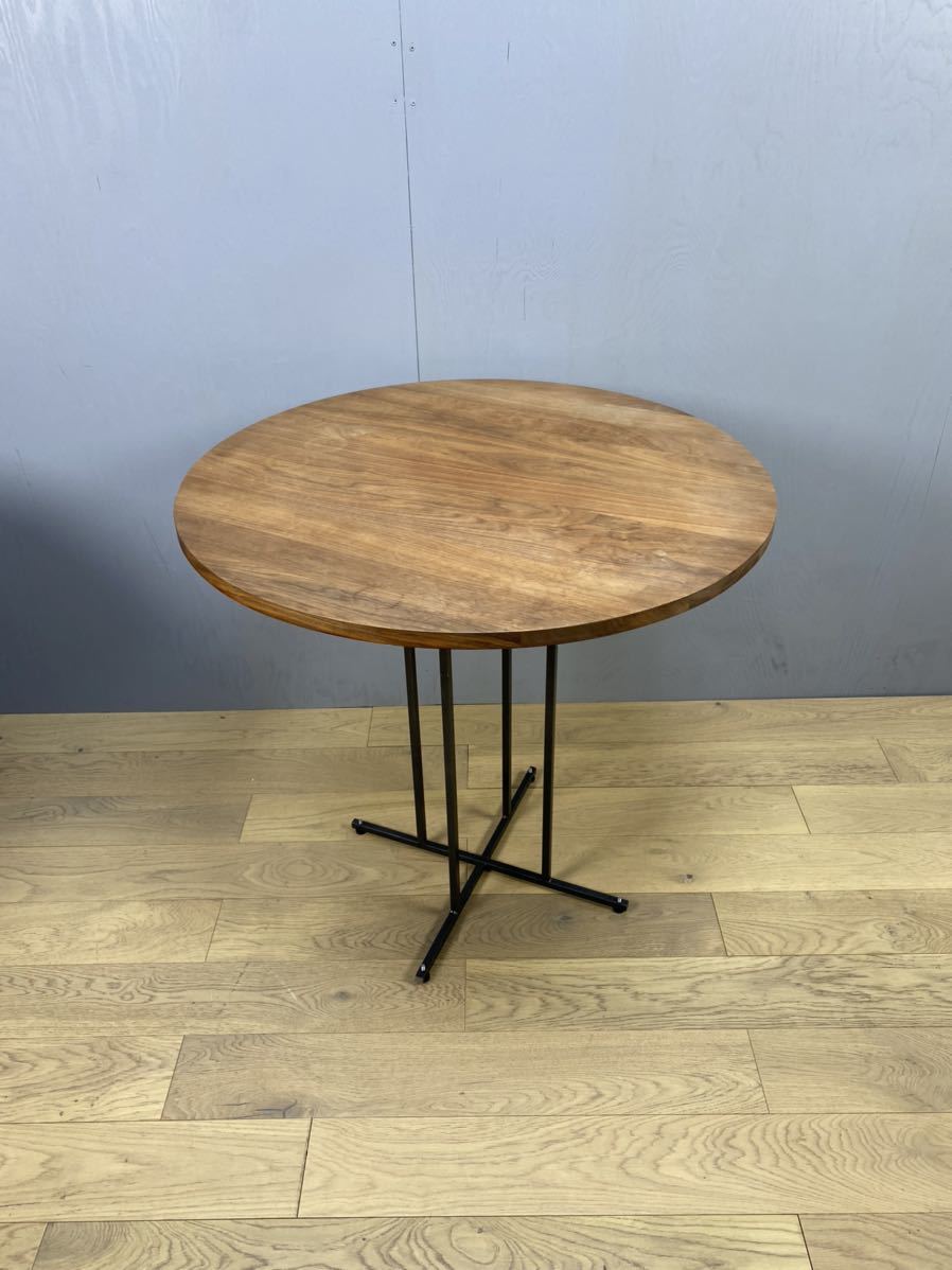 超特価激安 木製カフェテーブル　丸テーブル　サイドテーブル　木目調　オシャレ　アジャスター付き　⑫ サイドテーブル