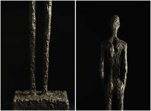 永楽】大型ブロンズ像 立つ男 ジャコメッテ46cm 名作インテリア 彫刻