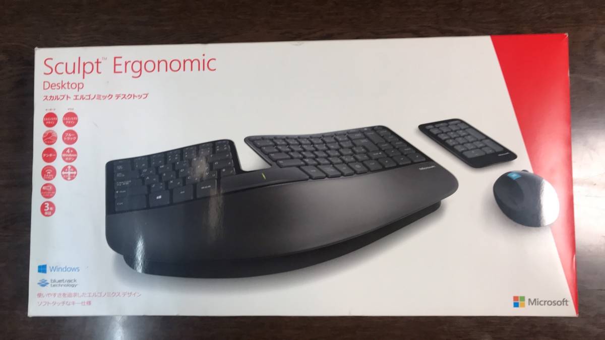 大阪より ワイヤレスキーボード　Microsoft マイクロソフト Sculpt Ergonomic スカルプト エルゴノミック デスクトップ マウス不良_画像1