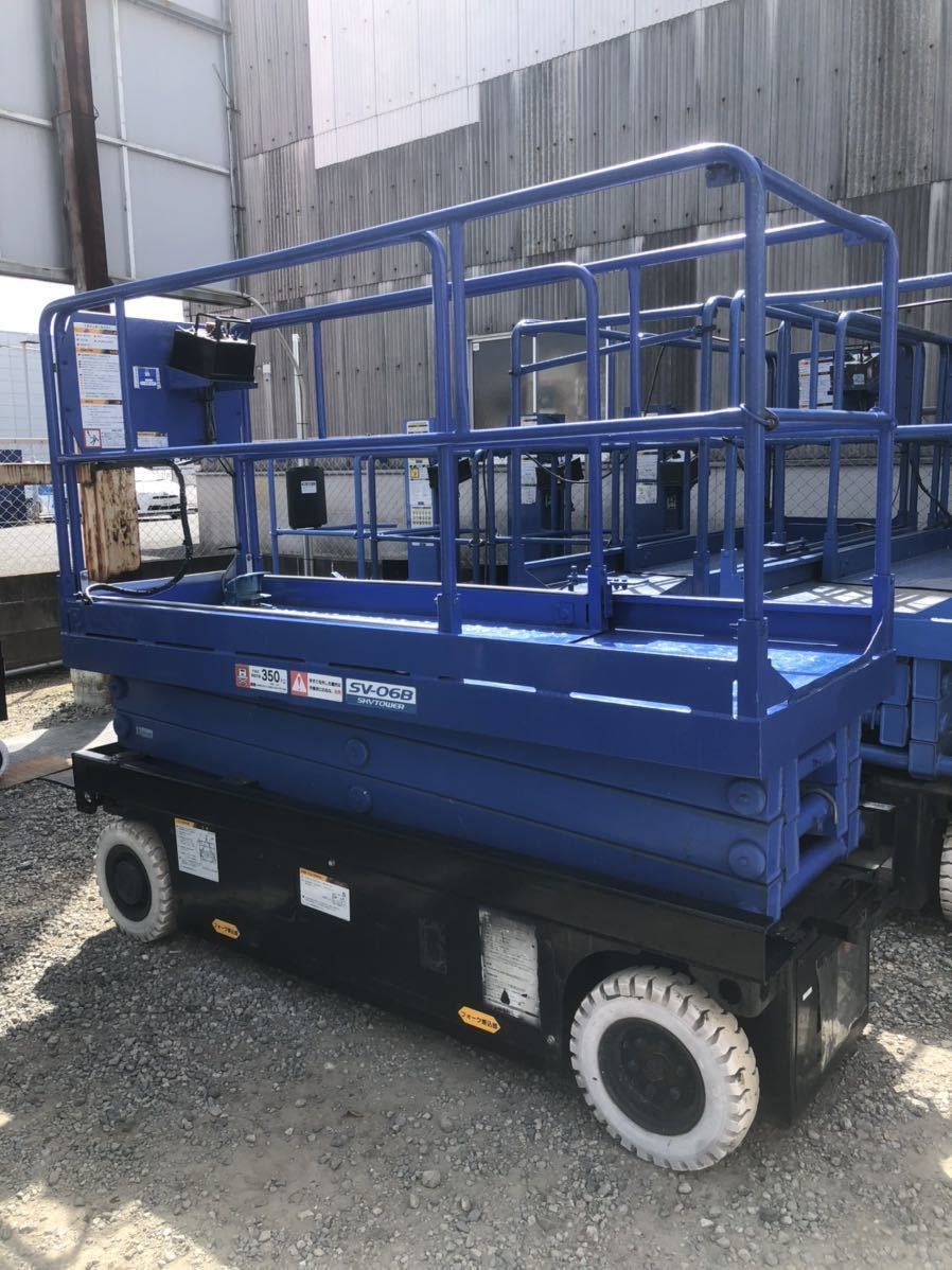 福岡よりSV06B アイチバッテリー新品交換済 6.1mタイヤ式 高所作業車 スカイタワー