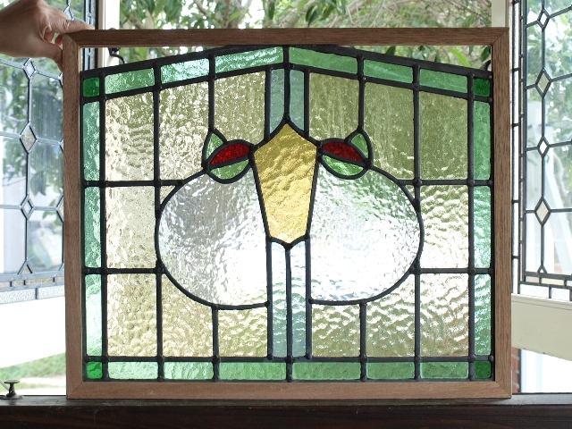 超可爱の ■アンティークステンドグラス23303-2 色ガラス 装飾 英国 イギリス 窓 ドア 内装に ■送料無料 工芸ガラス