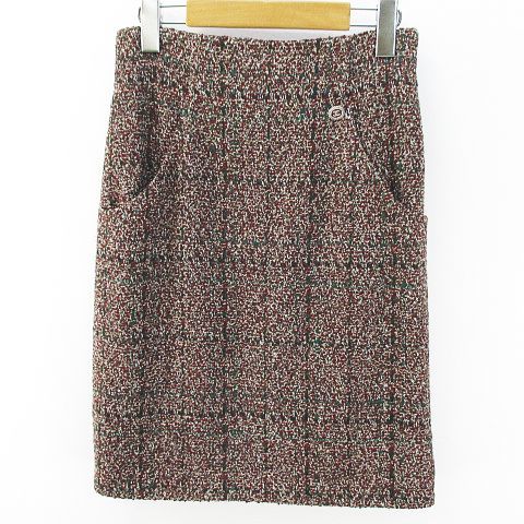 シャネル CHANEL P41811V30580 M7973 チェック柄 膝丈 タイトスカート
