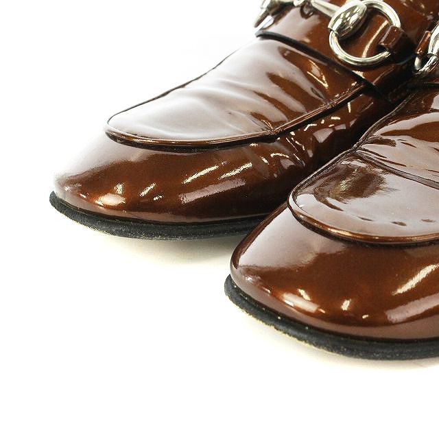 グッチ GUCCI ホースビット ローファー シューズ ヒール エナメル 36