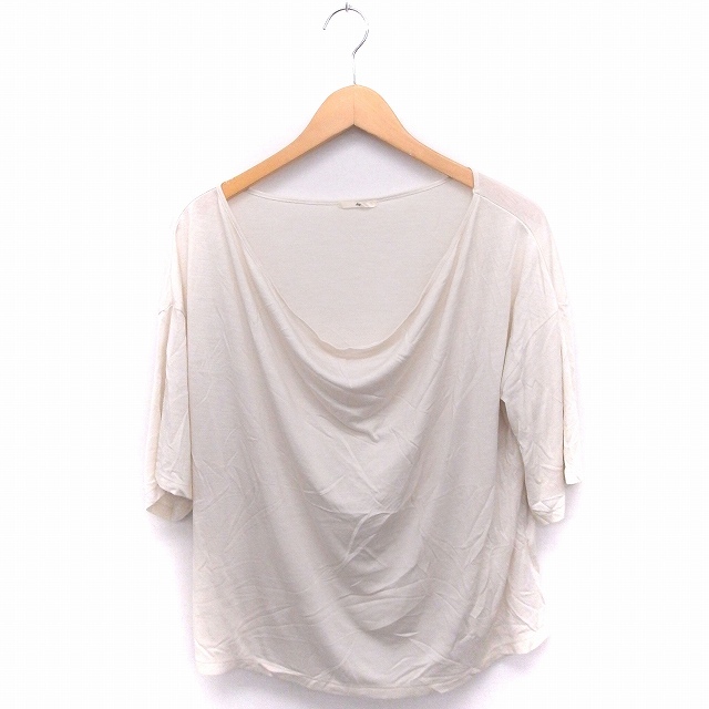 シップス SHIPS Tシャツ メーカー再生品 カットソー 最先端 ドレープ 五分袖 無地 白 オフホワイト シンプル レディース FT33