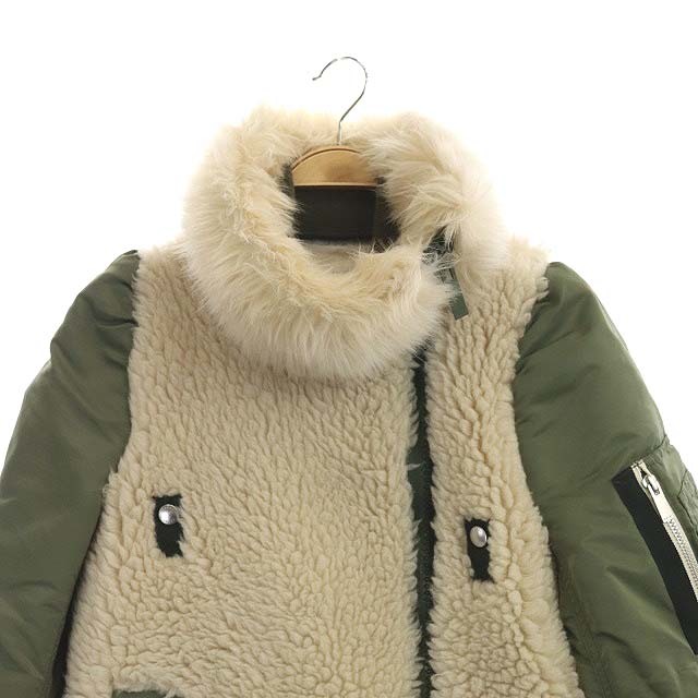 サカイ sacai 21AW ボア MA-1 ブルゾン ジャケット 切替 2 緑 カーキ グリーン /MF ■OS レディース_画像6