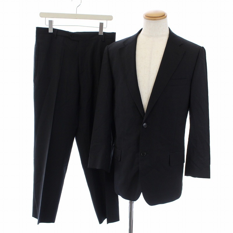 ヴァレンティノ ヴァレンチノ VALENTINO スーツ セットアップ 上下 テーラードジャケット シングル パンツ スラックス 50 L 黒 メンズ 