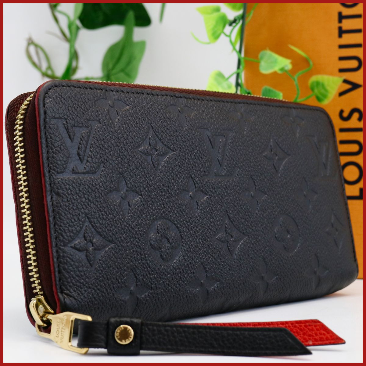 代引不可 1円 Louis Vuitton ルイヴィトン アンプラント モノグラム ジッピーウォレット 長財布 ブラック 赤 ラウンドファスナー メンズ 人気の Scsport Ba