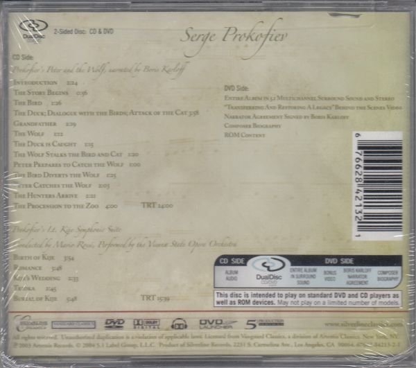 [CD+DVD(dual disc)/Silverline]プロコフィエフ:ピーターと狼&キージェ中尉/B.カルロフ(語り)&M.ロッシ&ウィーン国立歌劇場管弦楽団_画像2
