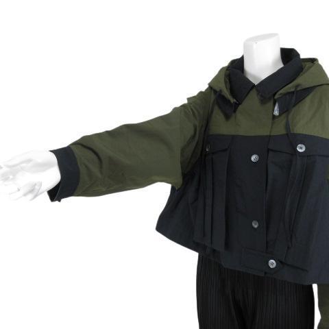 定価約25万円 【新品未使用】 19-20AW ロエベ LOEWE フード ナイロン ジャケット ブルゾン パーカ エルボーパッチ 襟付き シャツ M カーキ