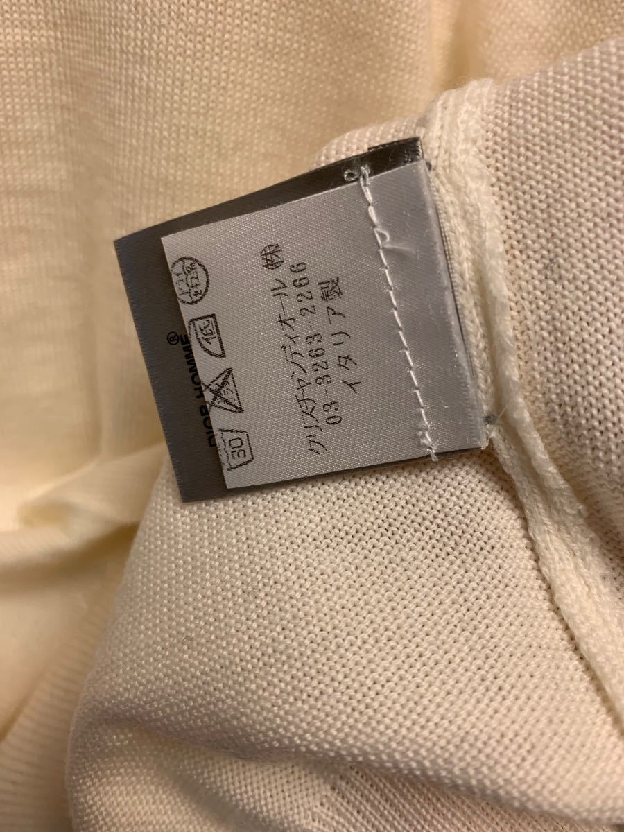 正規 Dior Homme ディオールオム Vネック ニット セーター 蜂 BEE 刺繍 白 XS