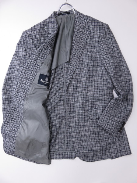 アクアスキュータム　Aquascutum　春秋　テーラードジャケット　チェック柄　９４A６　グレー　M