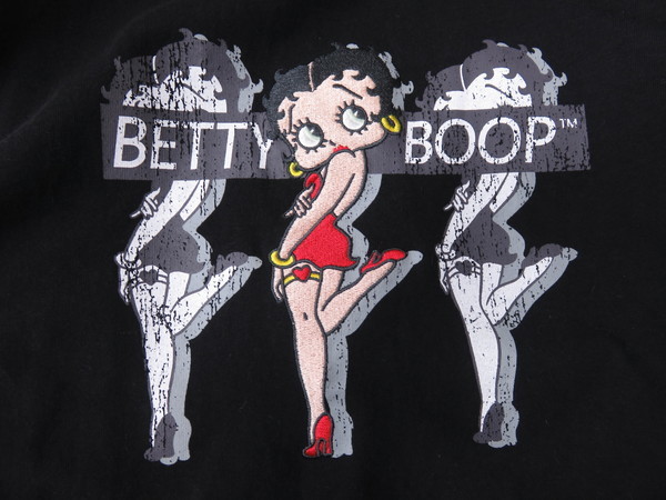Betty-Boop　ベティブープ　ロングカットソー　ロングTシャツ　刺繍入り 黒　M_画像2