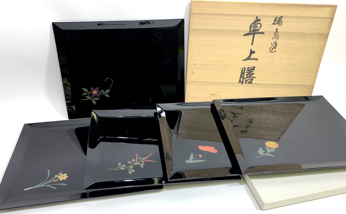 輪島塗 蒔絵卓上膳 盆 黒 | www.bioimune.com.br