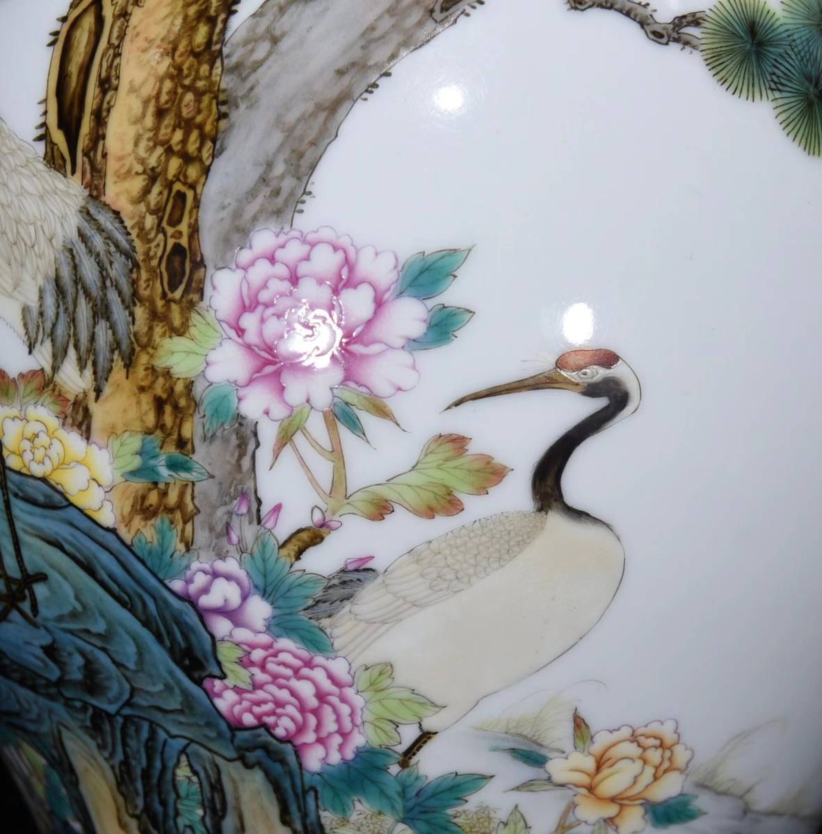 ◆旧蔵◆ 古美術 中国古玩 清代雍正年製款 粉彩 牡丹花卉松鶴紋玉壷春瓶 時代物 T08 - 6