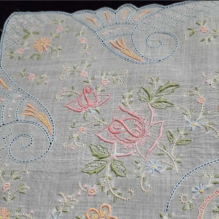 汕頭 ハンカチ 中国工芸品 3141 カラー スワトウ 刺繍 ハンカチ