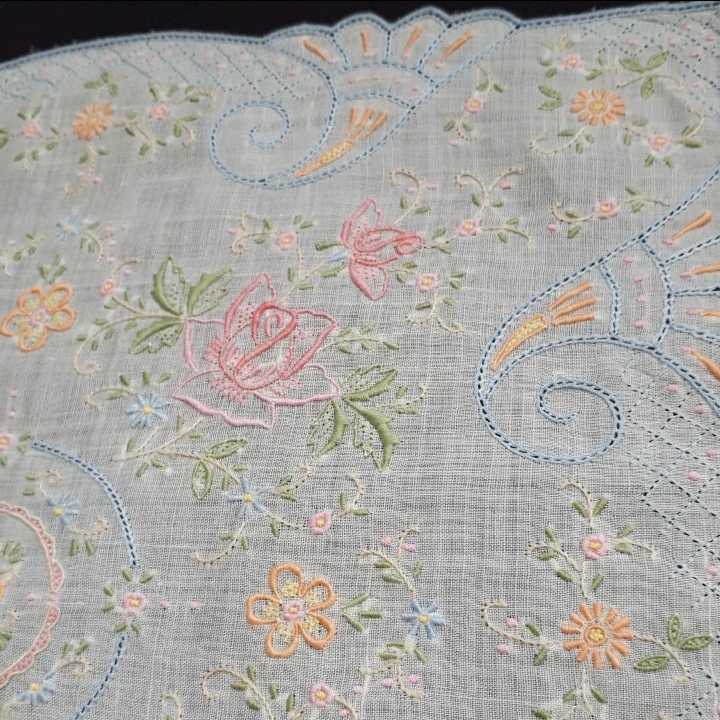 汕頭 ハンカチ 中国工芸品 3141 カラー スワトウ 刺繍 ハンカチ