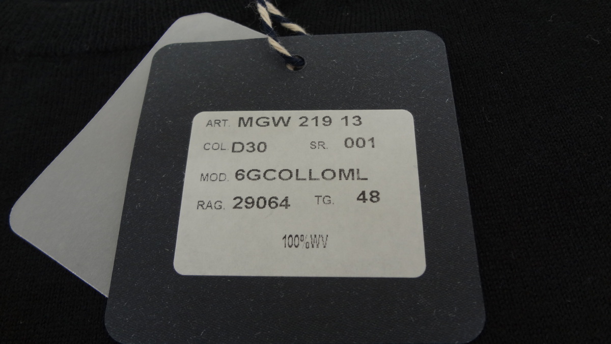 50％OFF　スティレラティーノ　クルーネックニット　ブラック48サイズ　6GCOLLOML MGW21913　D30_画像6