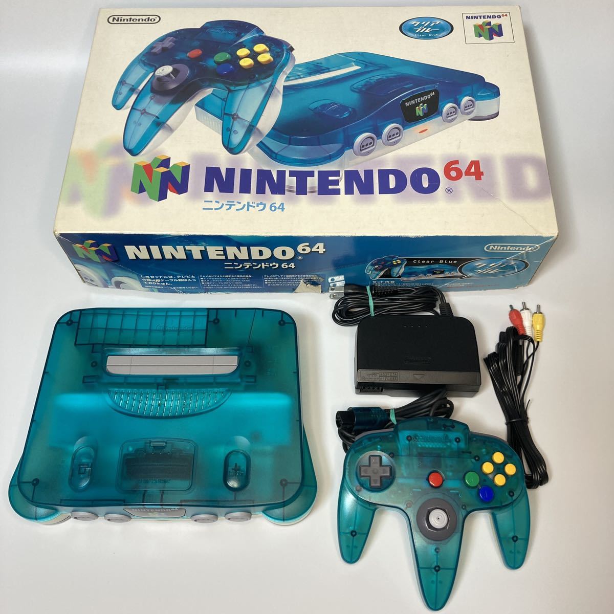 動作確認済み 箱つき ニンテンドー64 クリアブルー 本体 Nintendo64