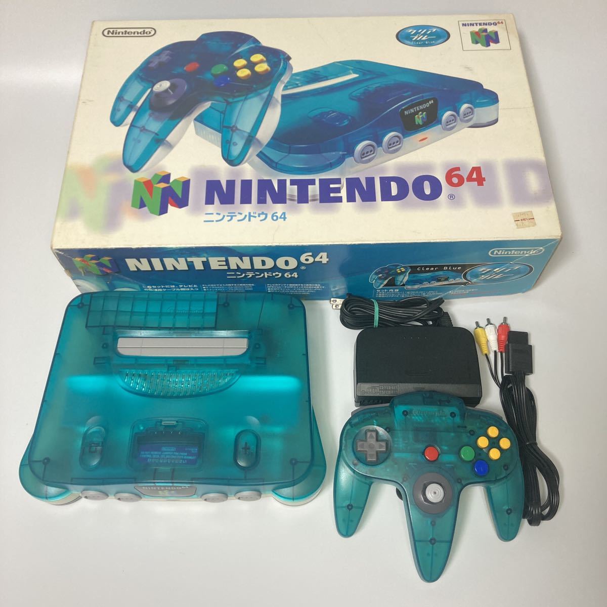 動作確認済み 箱つき ニンテンドー64 クリアブルー 本体 Nintendo64