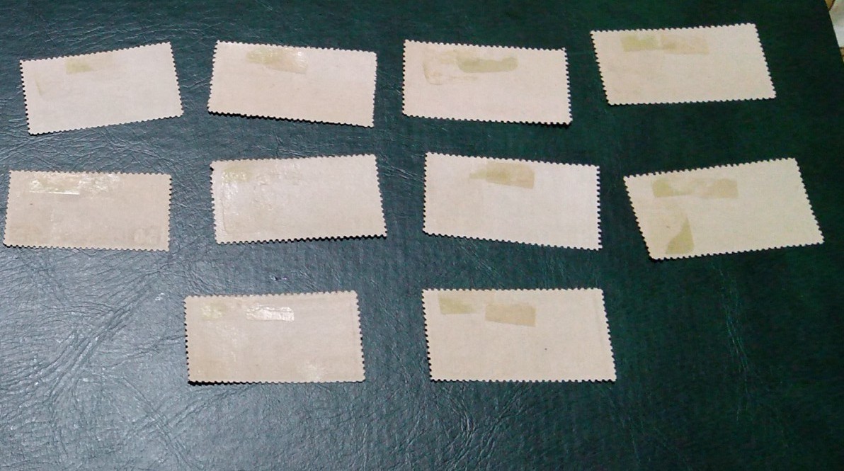 民国航４香港商務版航空郵票(透かし無し)未使用１０種完 ヒンジ跡あり １９４１年