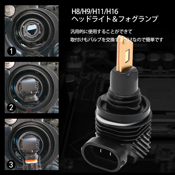 LEDヘッドライト LEDフォグランプ H8 H9 H11 H16 ヘッドライト フォグ ファンレス LED 6500k ホワイト 車検対応 1年保証 12V 24V対応_画像5