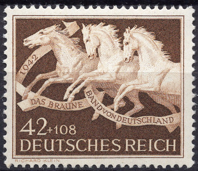 ★1942年 ドイツ第三帝国 - 「ブラウン・バンド競馬懸賞」1種完 未使用(MNH)(SC#B205)★ZO-411の画像1