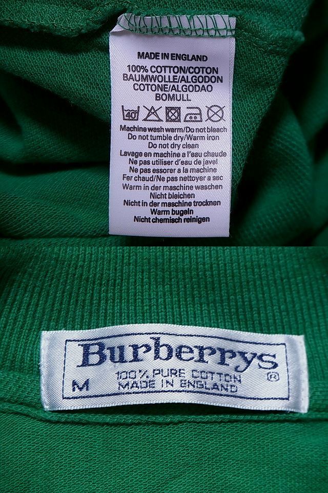 イングランド製　Burberrys 半袖ポロシャツ　色：緑　SIZE:M バーバリー 旧タグ ポロシャツ 90s　エンブレム　old_画像7