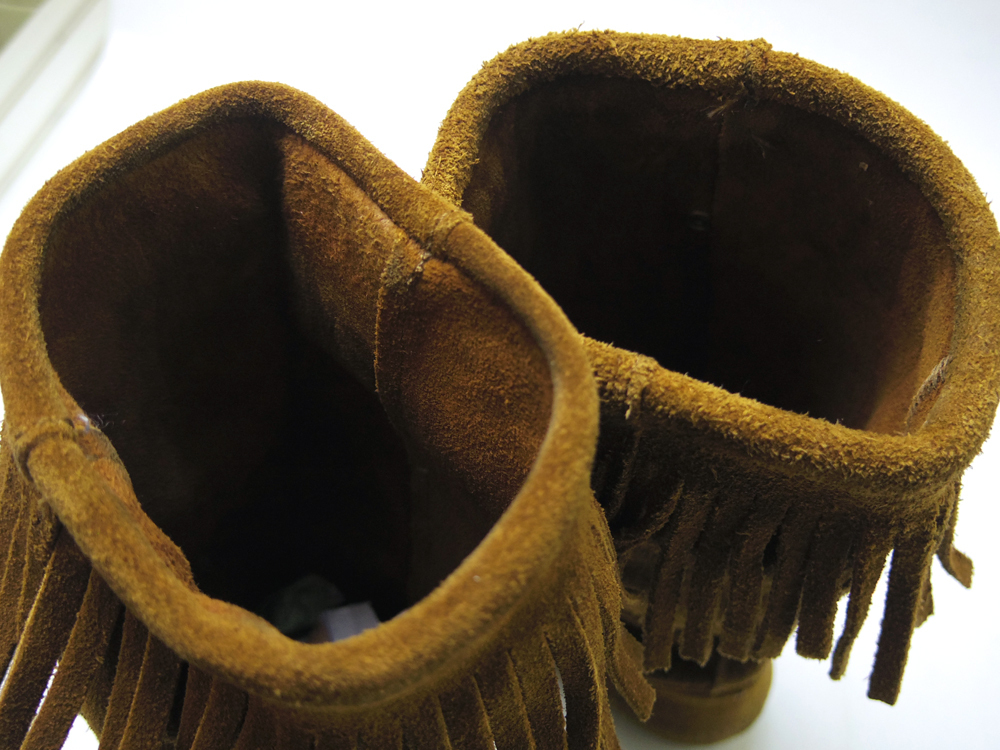 22cm corresponding *Minnetonka( Minnetonka ) fringe boots sue-do long boots Brown real leather flifli/t759