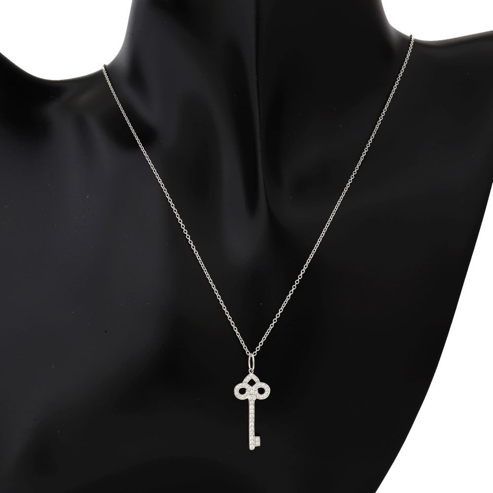  Tiffany TIFFANYf rule doli ski diamond necklace pendant PT950 × diamond approximately 0.12ct 8942