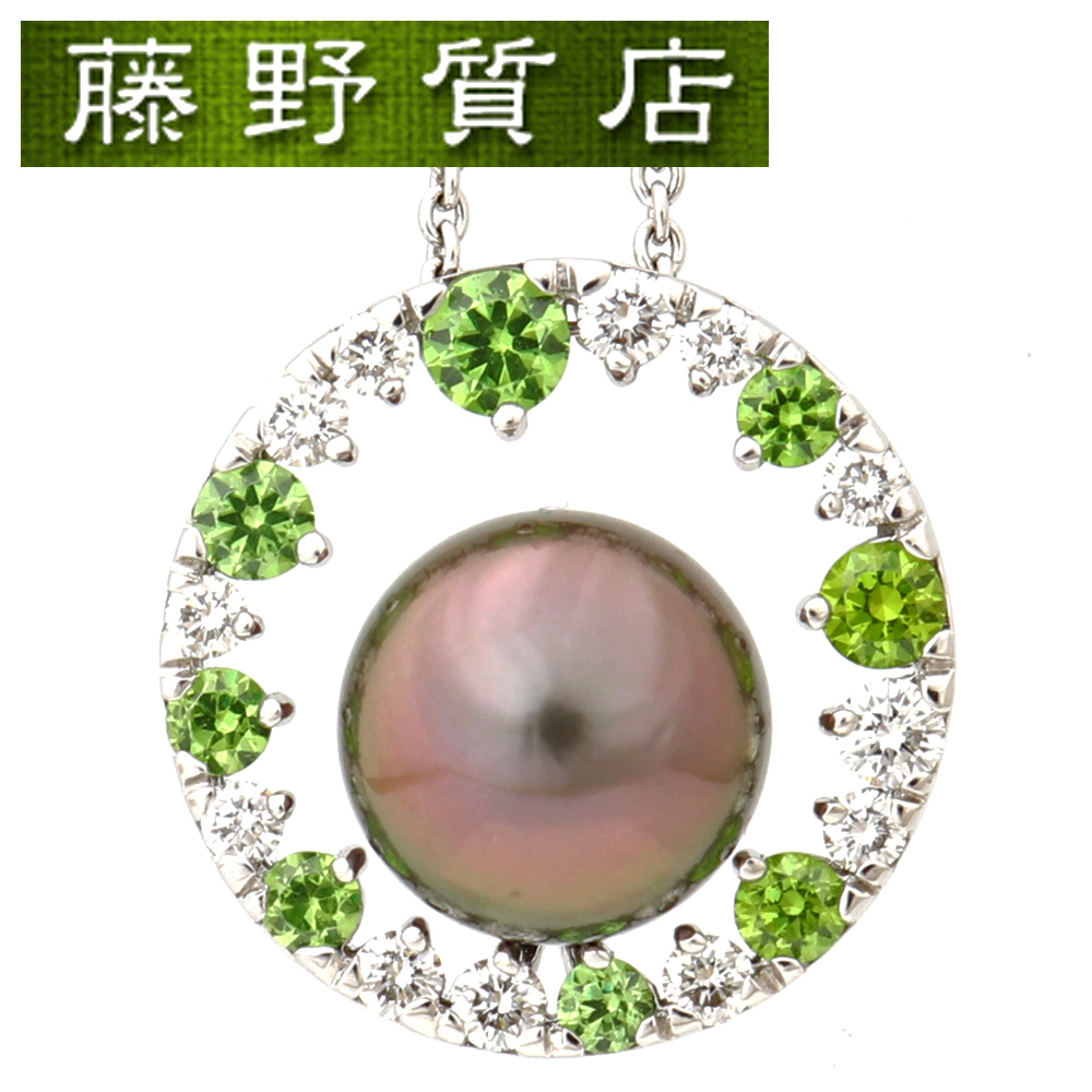 美品)ミキモト MIKIMOTO パールネックレス K18 WG × ブラックパール