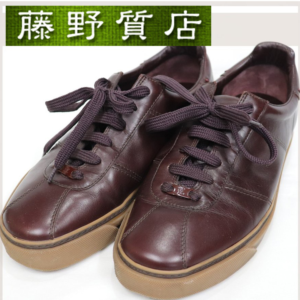 ルイヴィトン LOUIS VUITTON メンズ レザー シューズ 靴 ローカット スニーカー ＃7(1/2) 日本サイズ 26センチ MENS ブラウン 茶色 8295_画像1