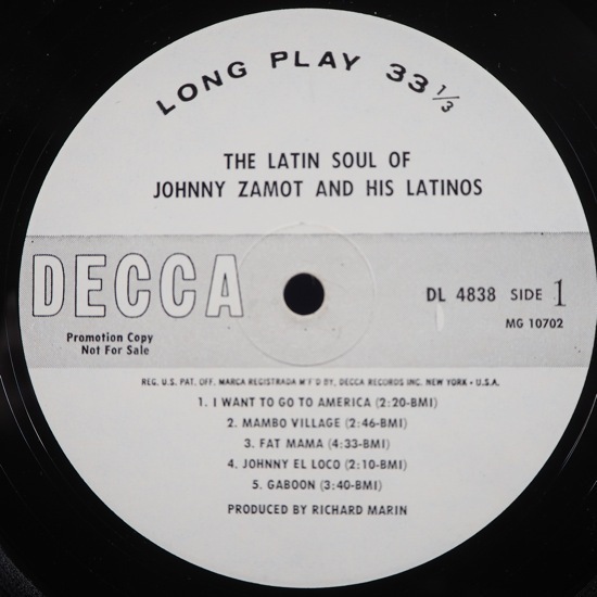 ■白プロモ盤! BOOGALOO!★JOHNNY ZAMOT/LATIN SOUL★ラテン!送料無料(条件有り)多数出品中!★オリジナル名盤■_画像3