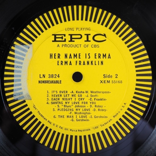 ■オリジナル 黄色プロモ EPIC!★ERMA FRANKLIN/HER NAME IS ERMA★送料無料(条件有り)多数出品中!★名盤■_画像3