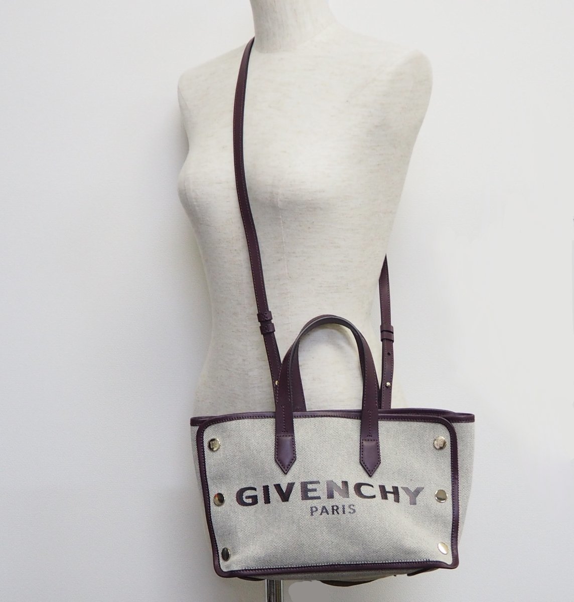 GIVENCHY ジバンシィ ミニ ボンドショッパー キャンバス レザー 2WAY