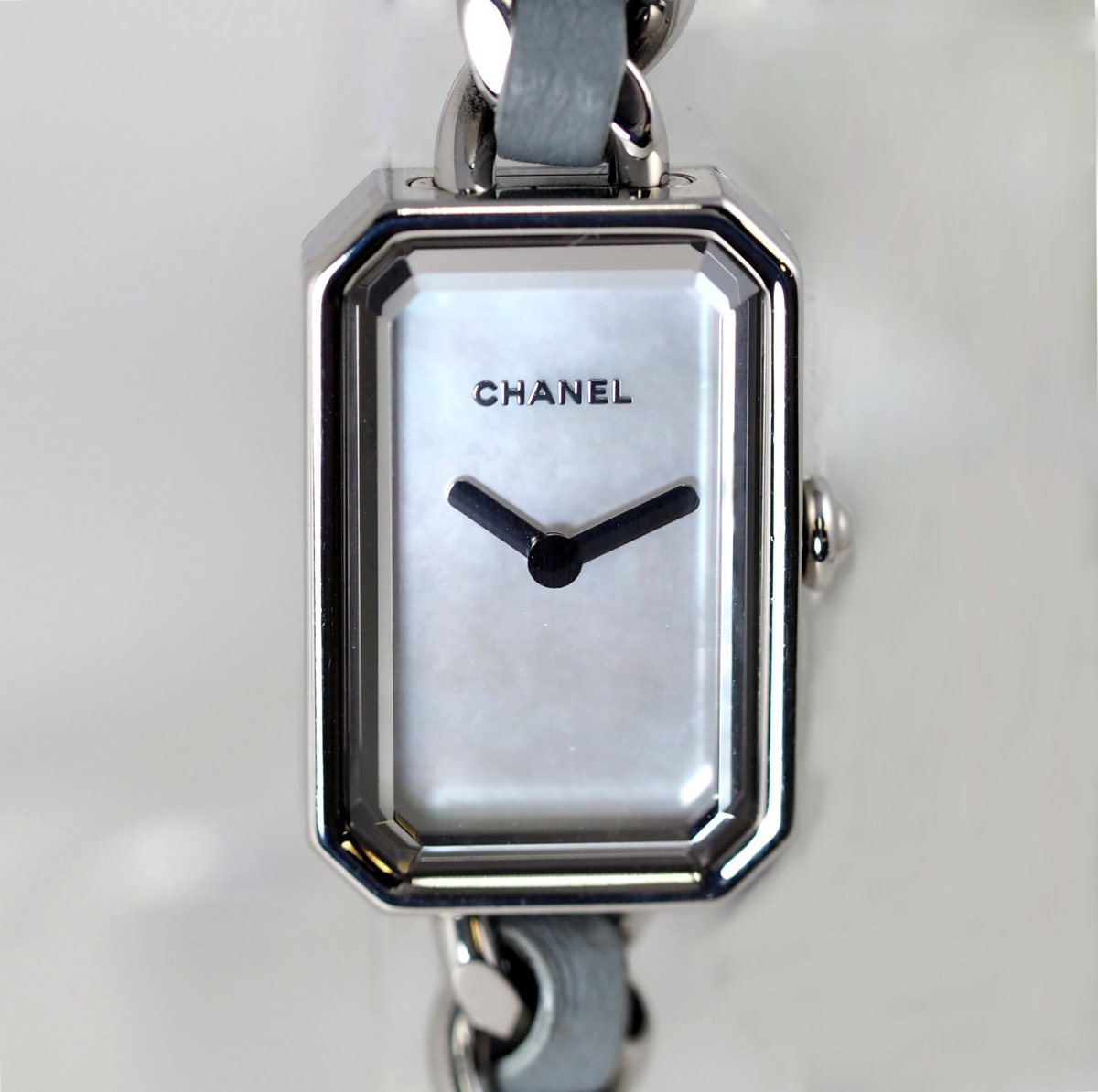 CHANEL Chanel Premiere lock SS/ leather shell 3 ream breath H4327 quarts pastel blue wristwatch lady's written guarantee * case attaching [36652]