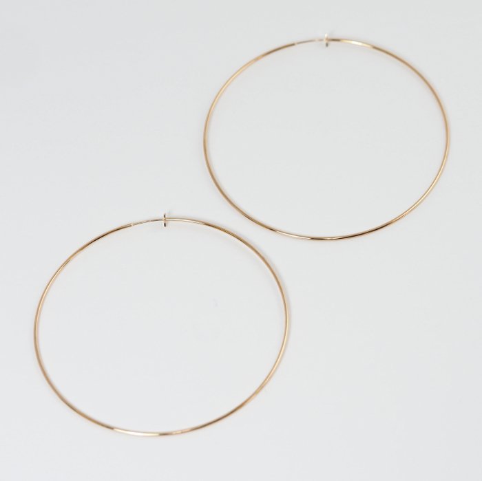 STAR JEWELRY Star Jewelry K10 yellow gold approximately 7cm 70mm hoop earrings [40495]