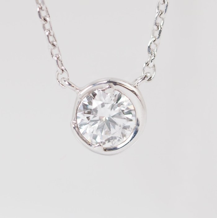 現行品 STAR JEWELRY スタージュエリー MOON SETTING DIAMOND ムーンセッティング ダイヤ0.10ct K18WG ネックレス [38020]_画像1