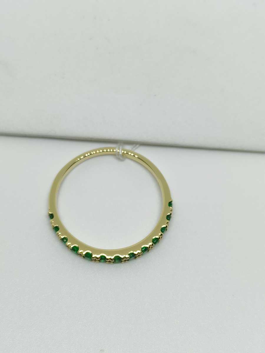 * new goods * K18 emerald half Eternity ring 0.25ct