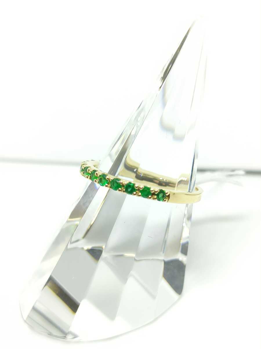 * new goods * K18 emerald half Eternity ring 0.25ct