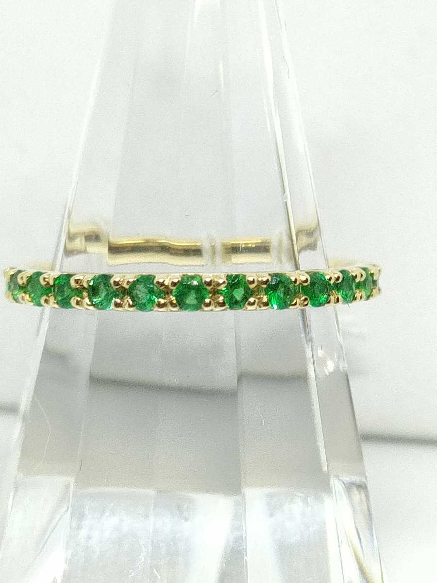 * new goods * K18 emerald half Eternity ring 0.25ct