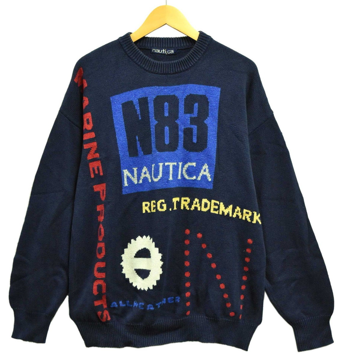 高い品質 ビッグサイズ ヴィンテージ 90年代 NAUTICA ノーティカ 長袖 ニット セーター ネイビー XL相当(34226 XLサイズ以上